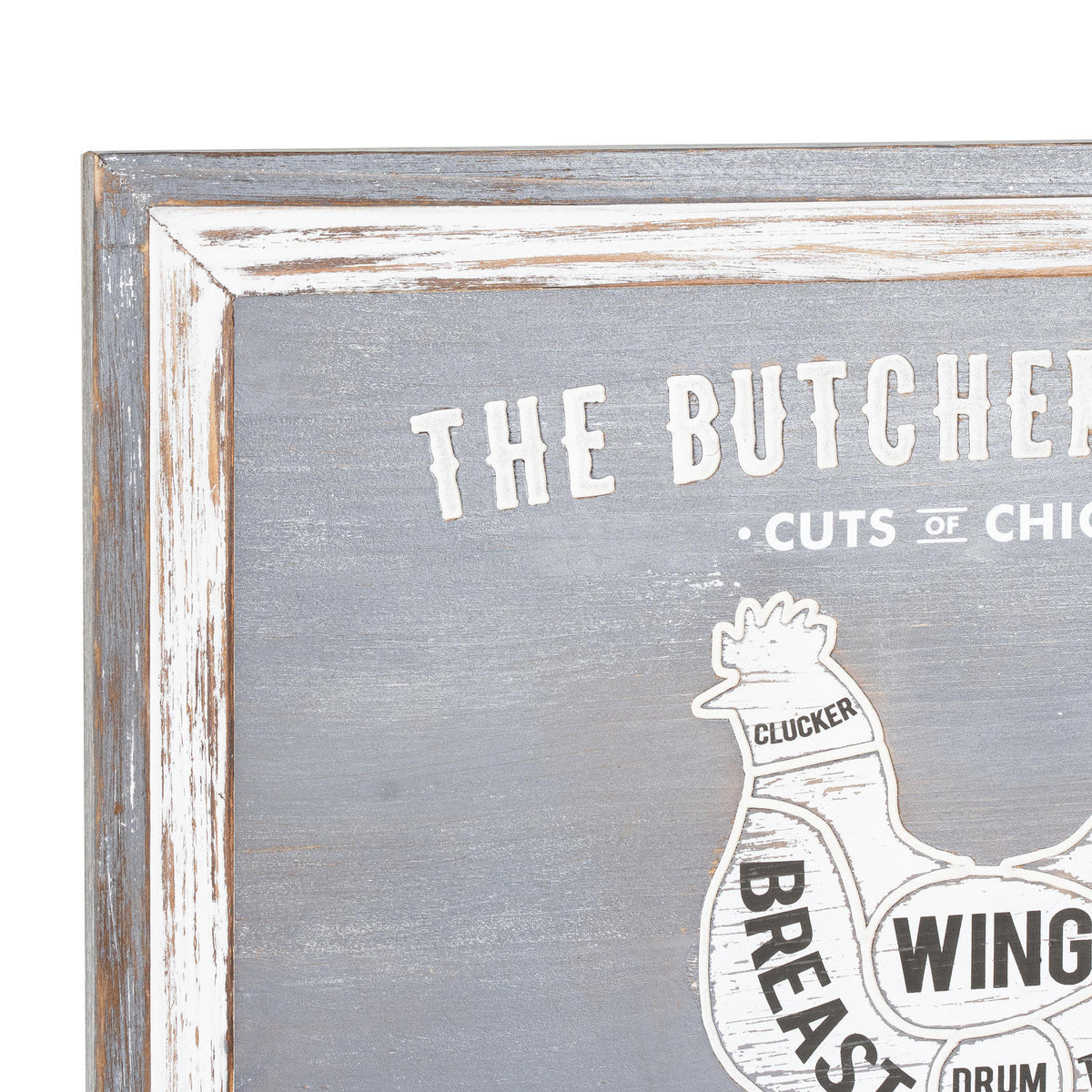 Butchers Cuts Chicken Wall Plaque - White