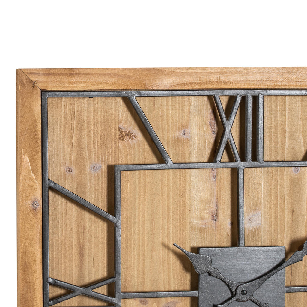 Williston Square Large Wooden Wall Clock - Brown