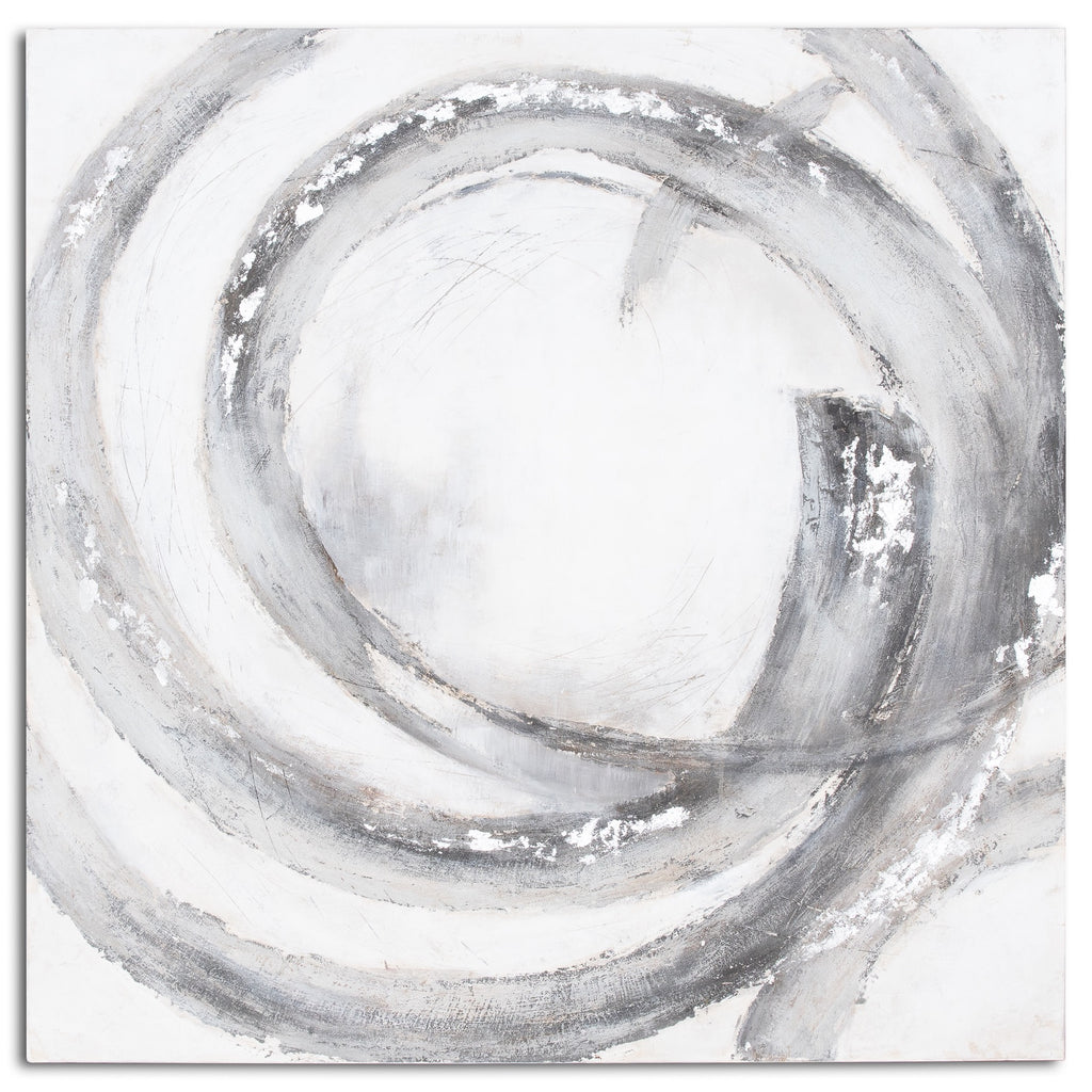Galaxy Silver and Grey Hand Painted Canvas - Silver