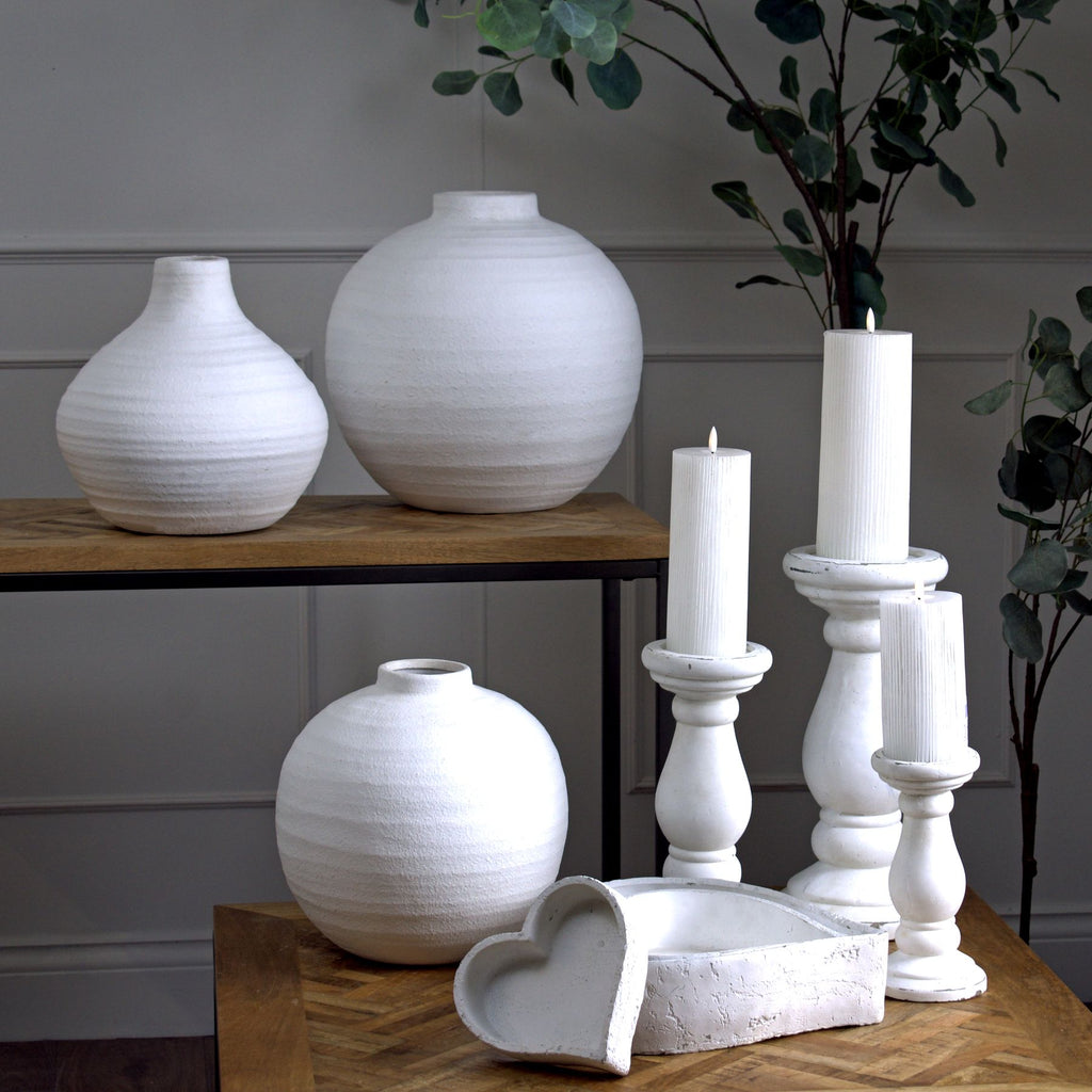 Tiber Matt White Ceramic Vase - White
