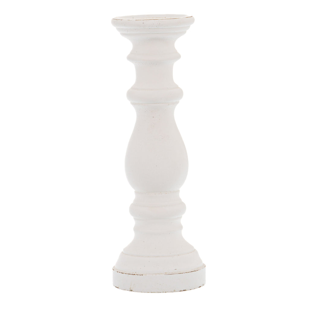 Matt White Large Ceramic Column Candle Holder