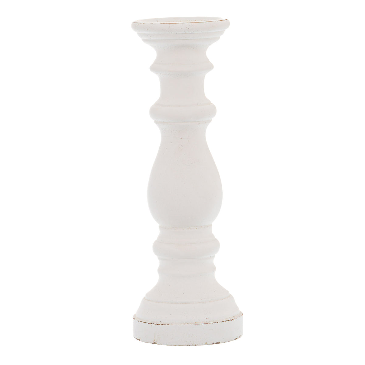 Matt White Large Ceramic Column Candle Holder