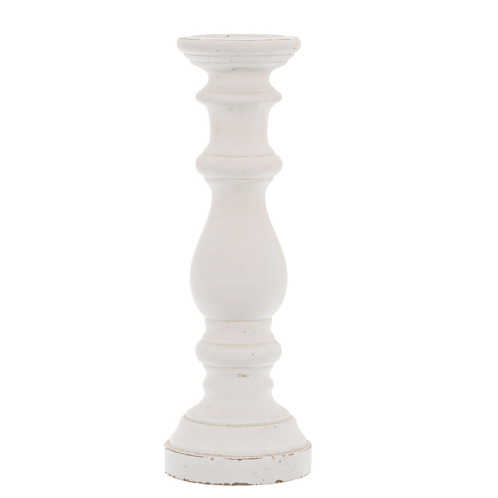 Large Matt White Ceramic Candle Holder