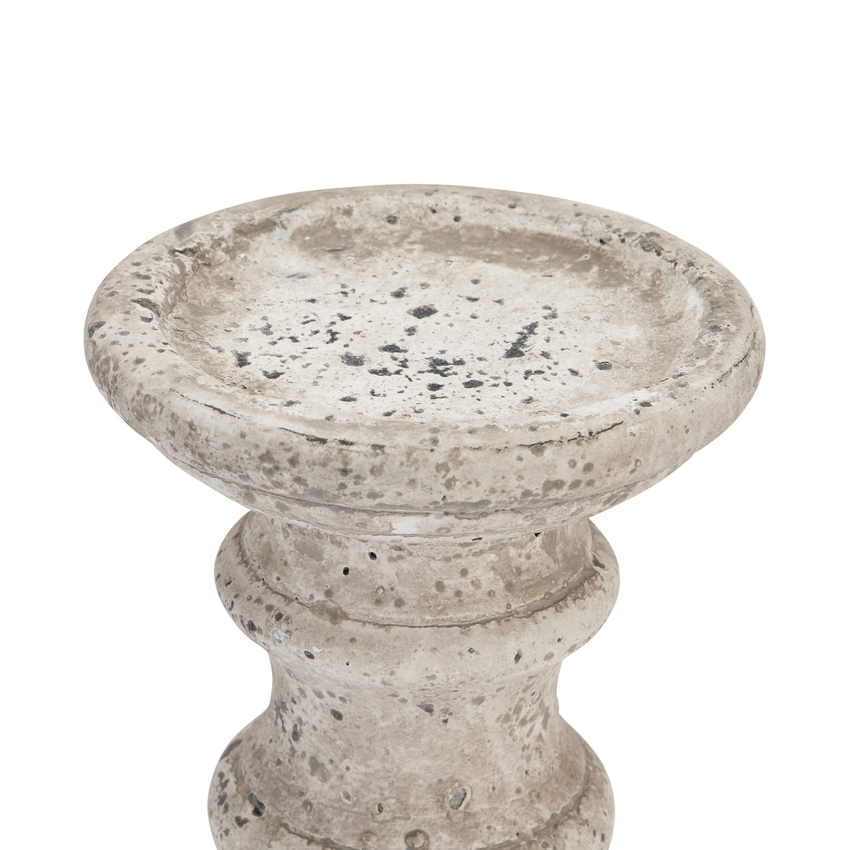 Small Stone Ceramic Column Candle Holder - Stone