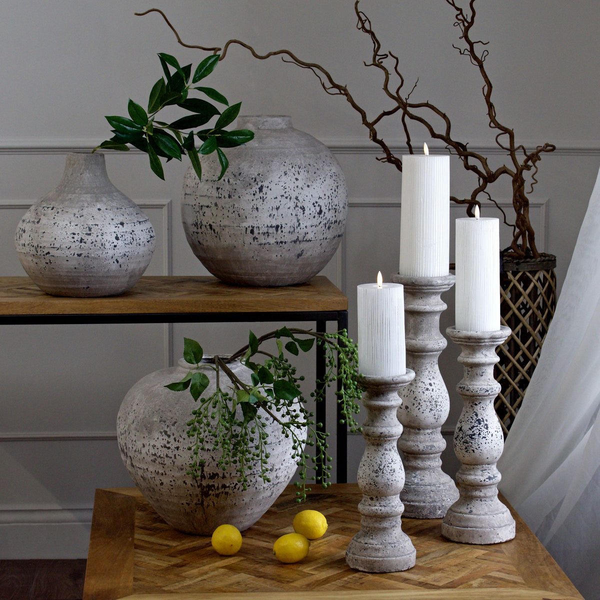 Small Stone Candle Holder - Cream