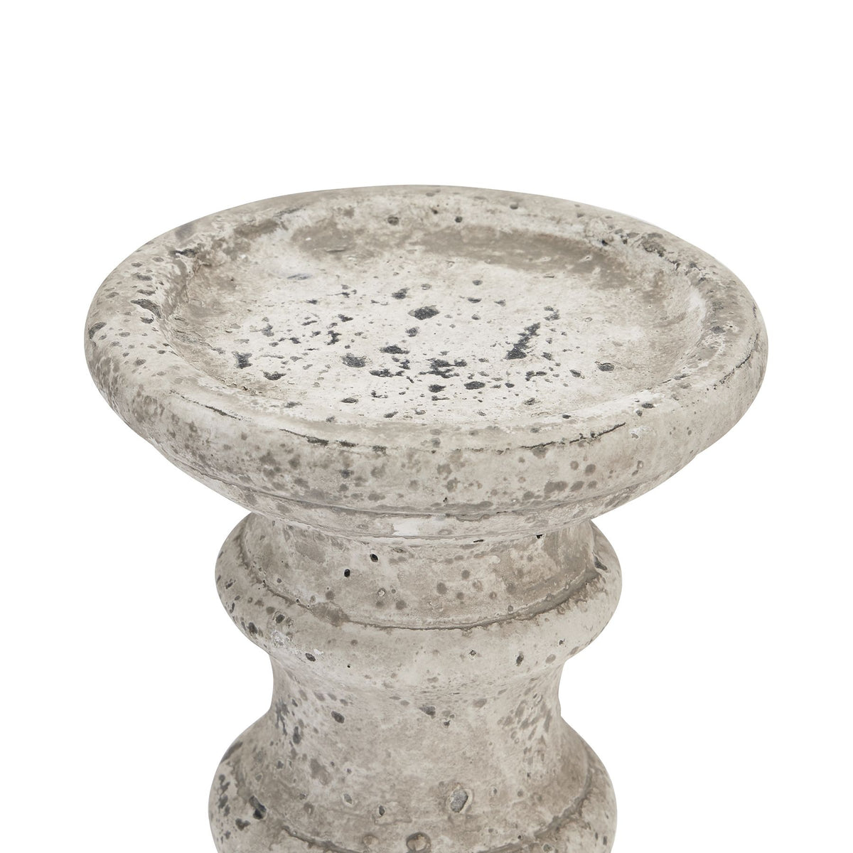 Large Stone Ceramic Column Candle Holder - Stone