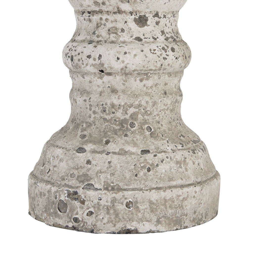 Large Stone Ceramic Column Candle Holder - Stone