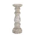 Large Stone Ceramic Column Candle Holder - Stone