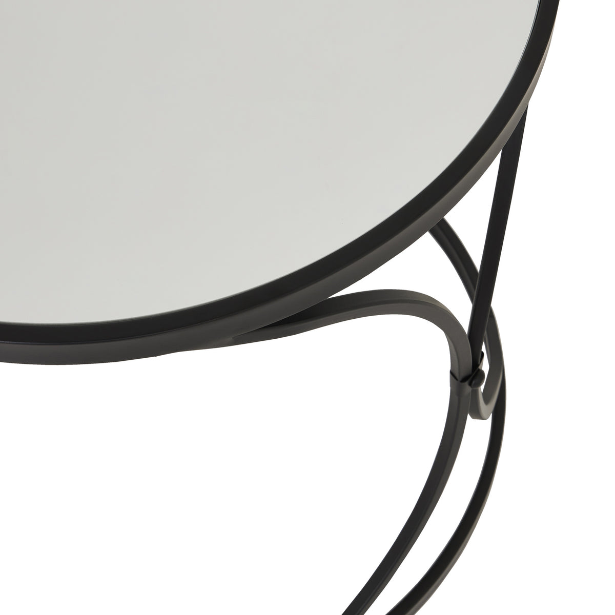 Concaved Set of Two Black Mirrored Side Tables - Black