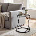 Concaved Set of Two Black Mirrored Side Tables