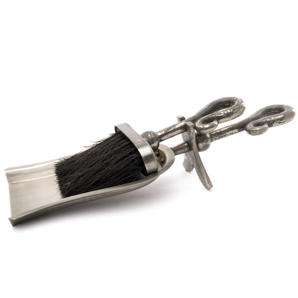 Antique Pewter Crook Handled Hearth Tidy - Antique silver