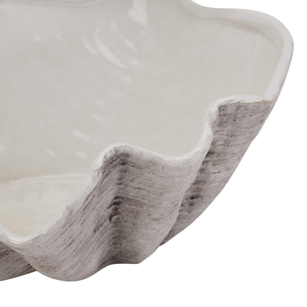 Large Ceramic Adele Shell Bowl - White