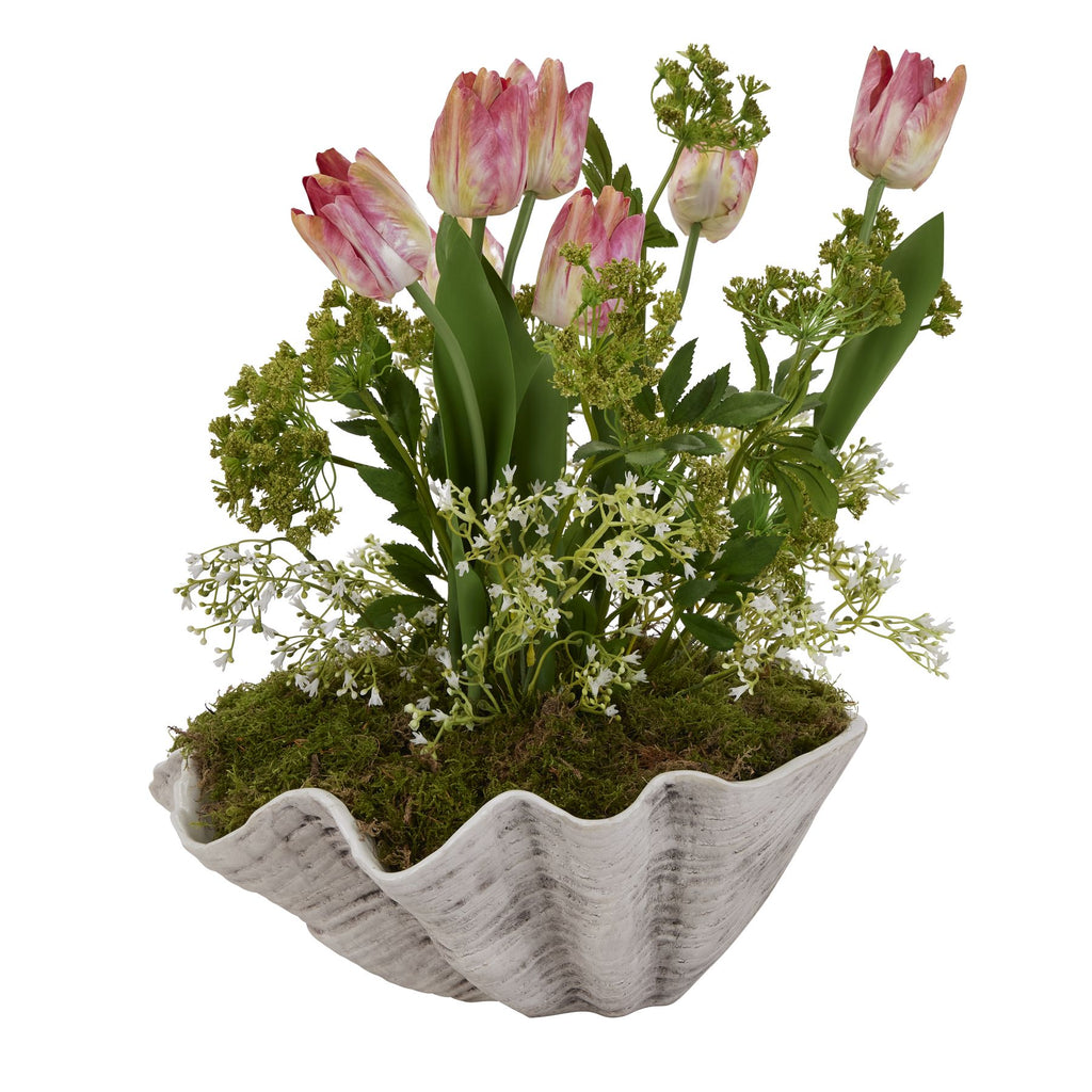 Large Ceramic Adele Shell Bowl - White