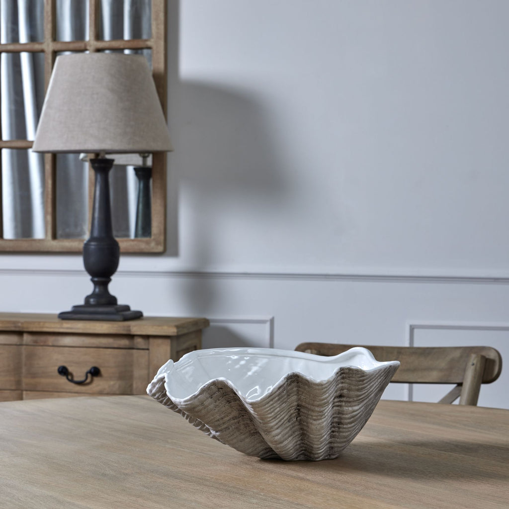 Large Ceramic Adele Shell Bowl - White