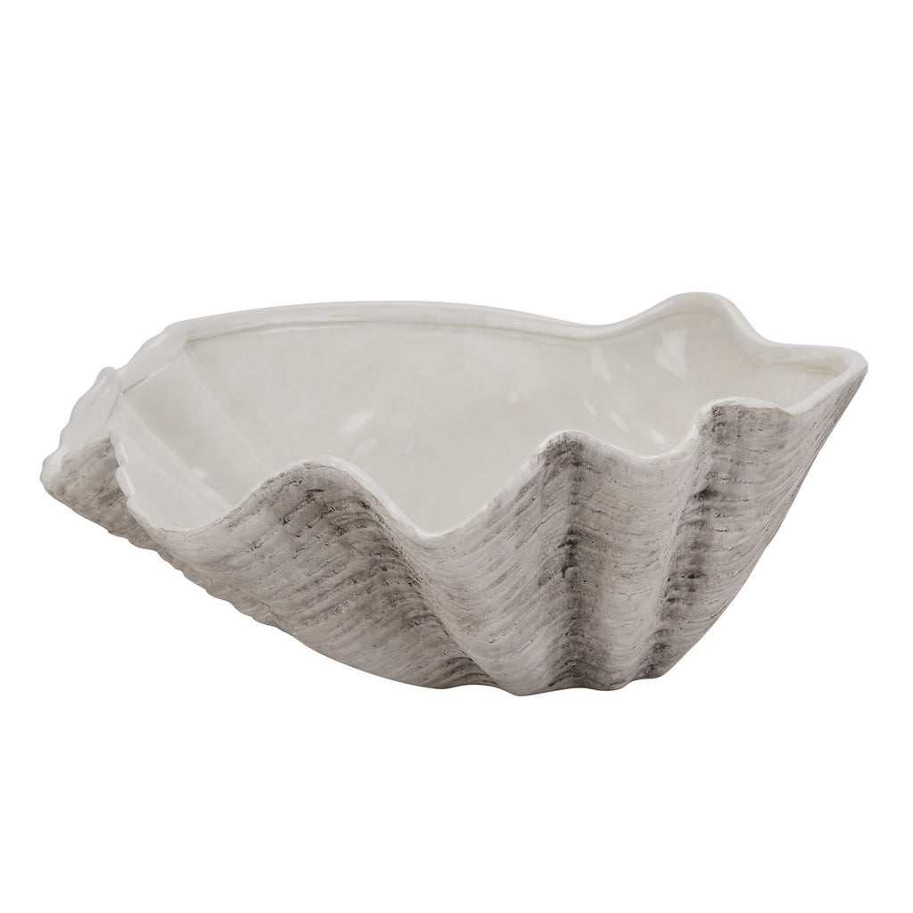 Large Ceramic Adele Shell Bowl - White