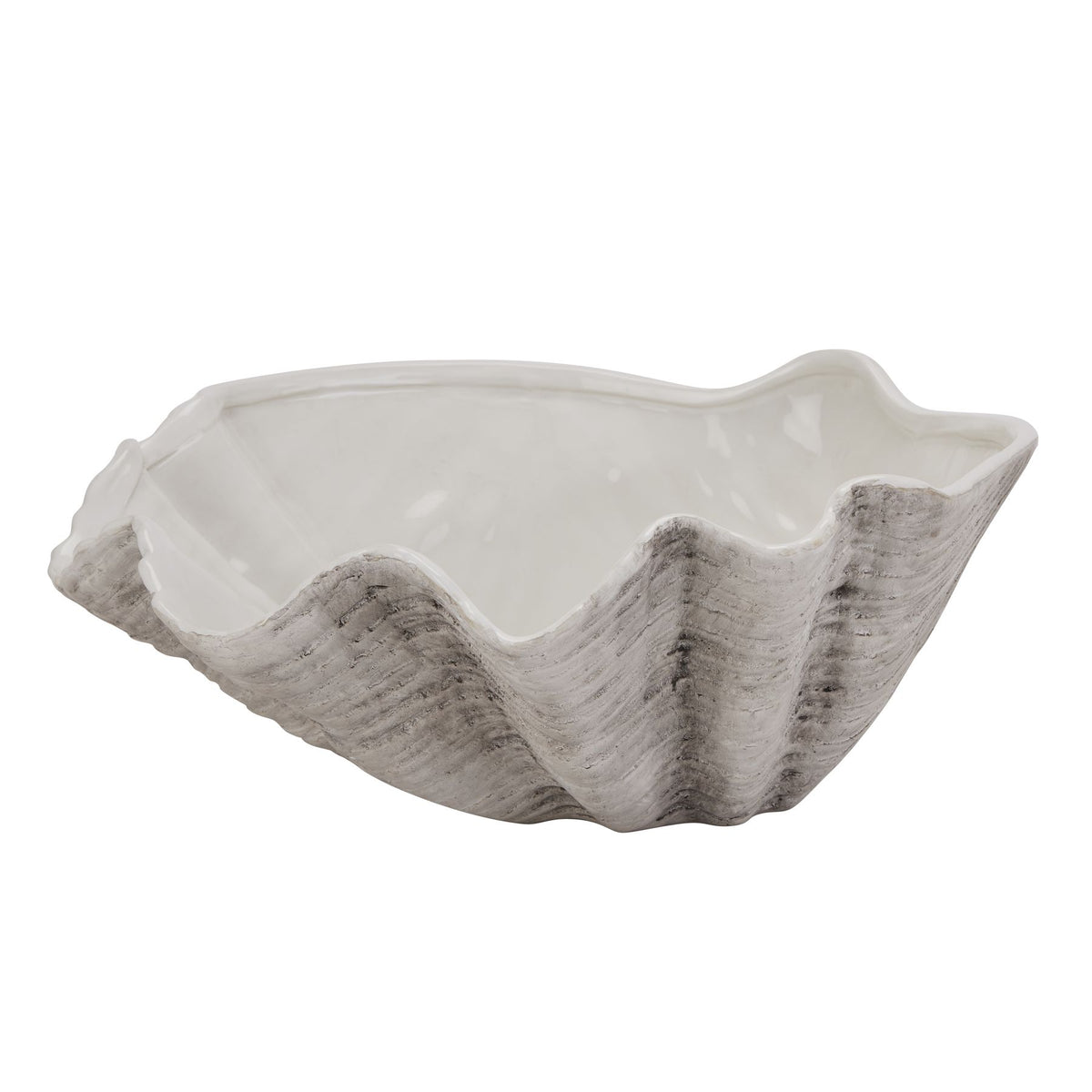 Large Ceramic Adele Shell Bowl - White