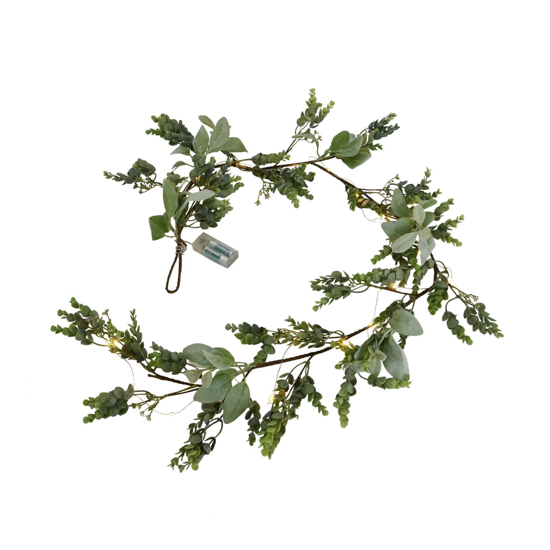 Led Winter Garland with Eucalyptus and Lambs Ear