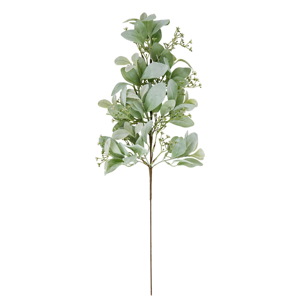 Large Winter Sprig with Lambs Ear and Wax Flower - Green