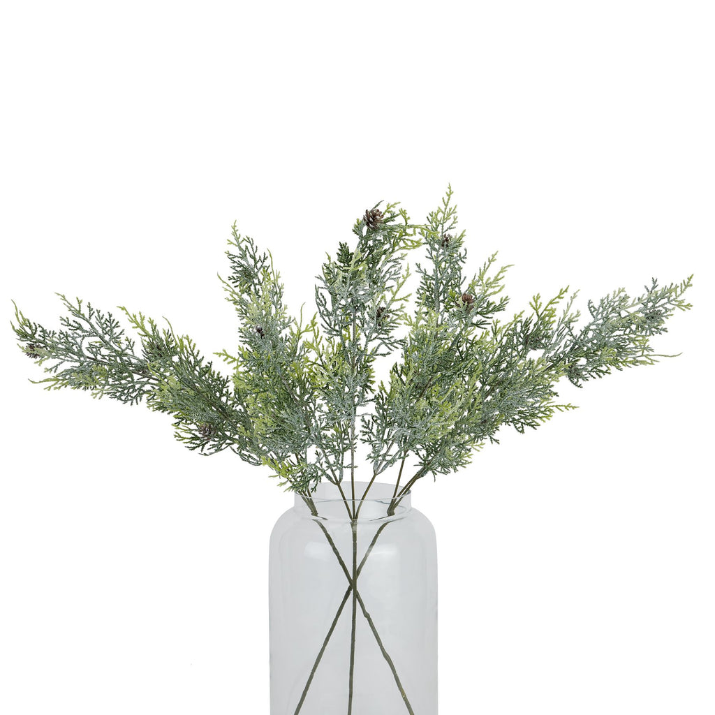 Frosted Pine Tall Stem with Pinecones - White