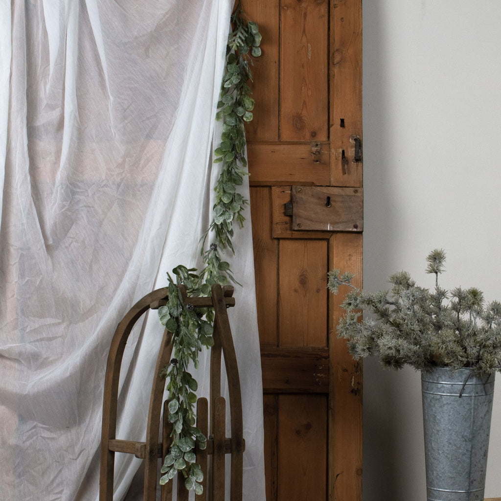 Frosted Pine and Eucalyptus Garland - White