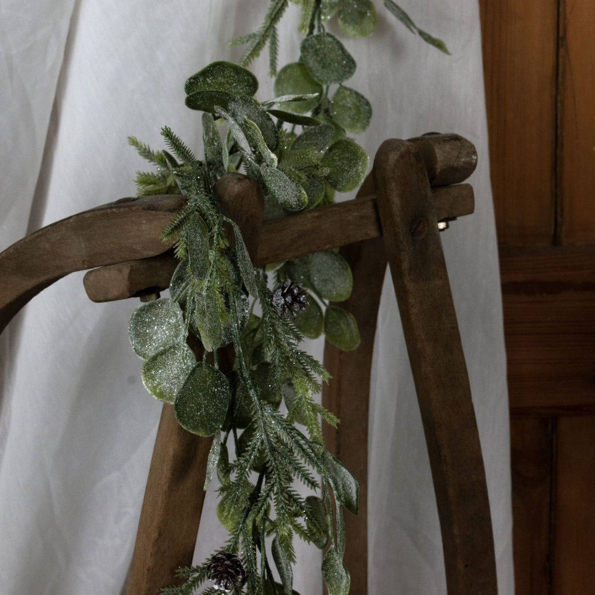 Frosted Pine and Eucalyptus Garland - White
