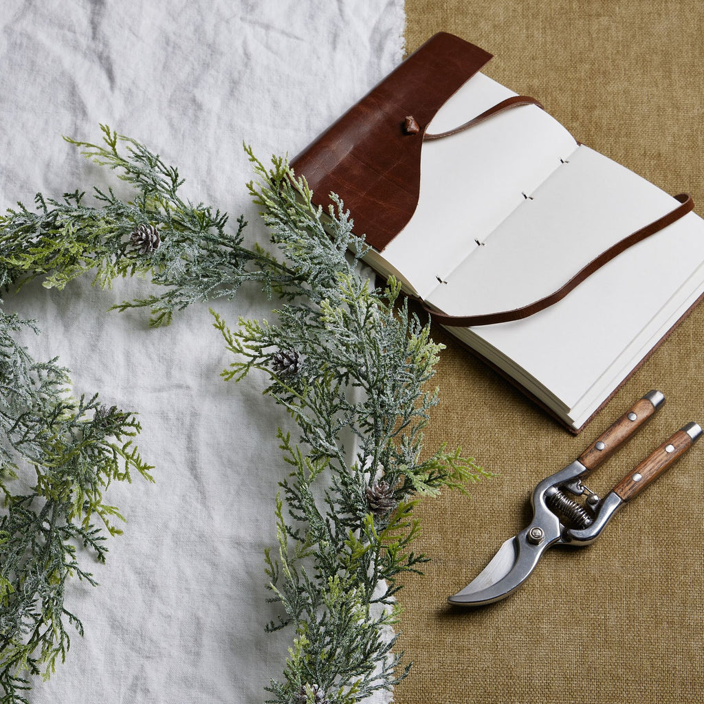 Frosted Pine Garland with Pinecones - White