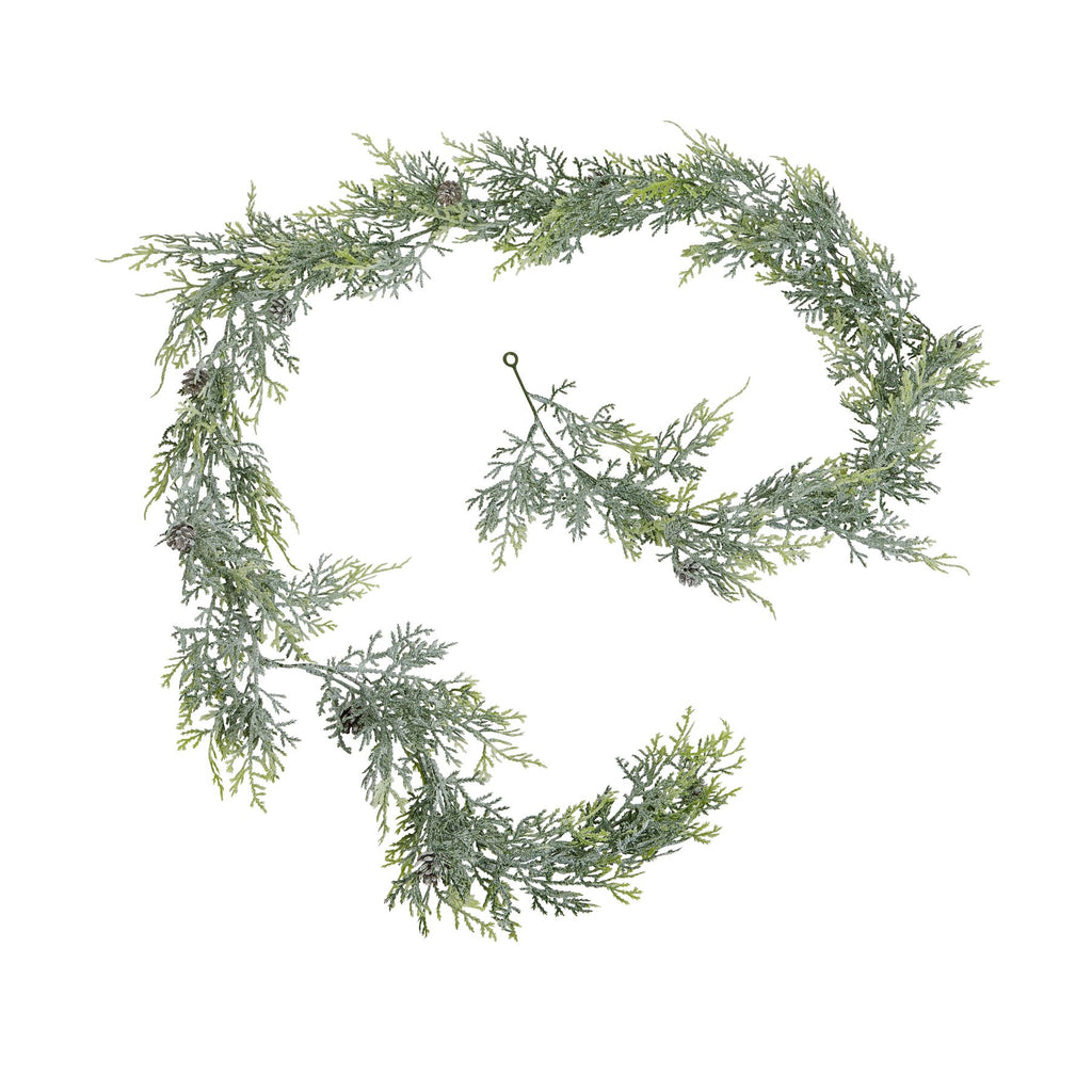 Frosted Pine Garland with Pinecones - White