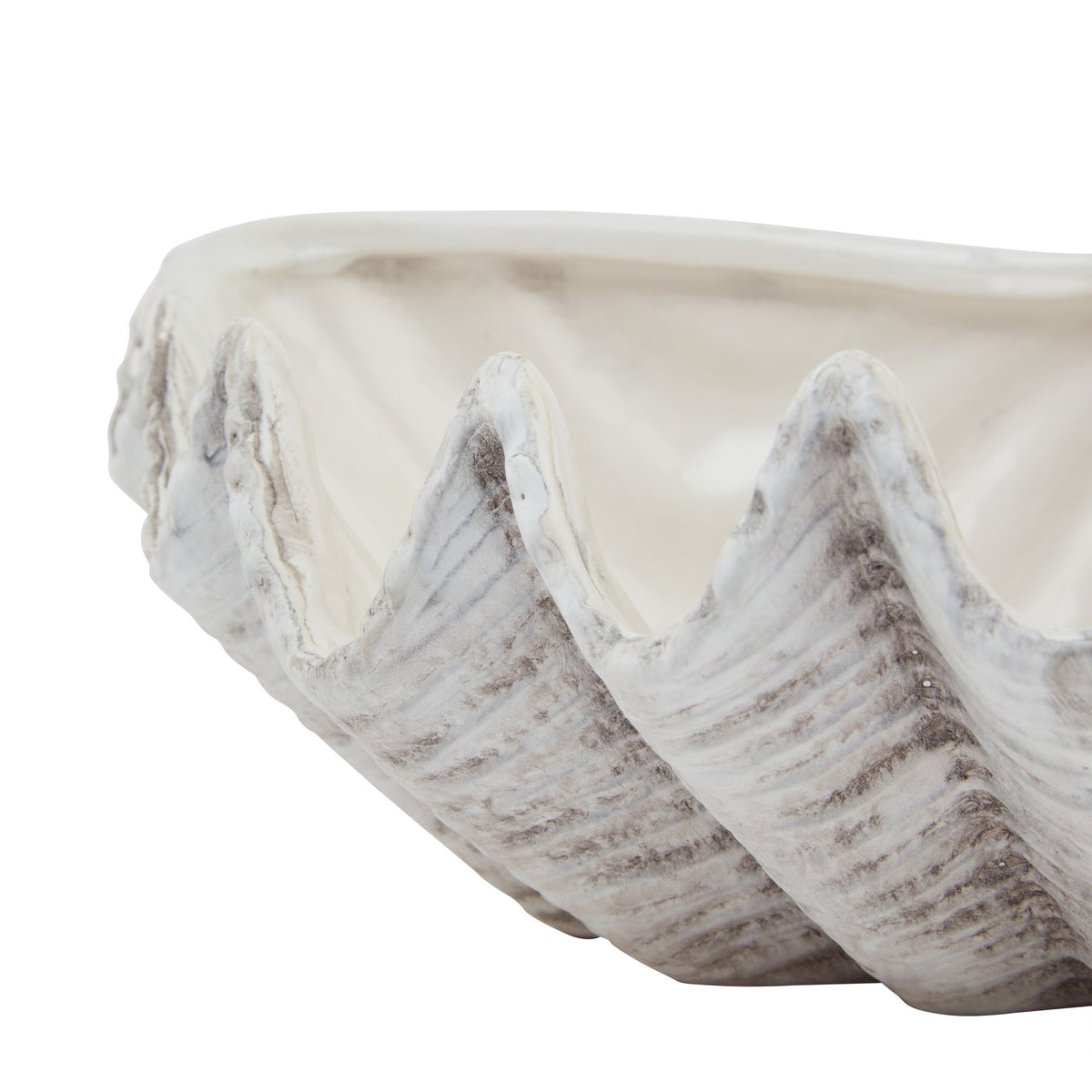 Siren Medium Ceramic Shell Bowl - White