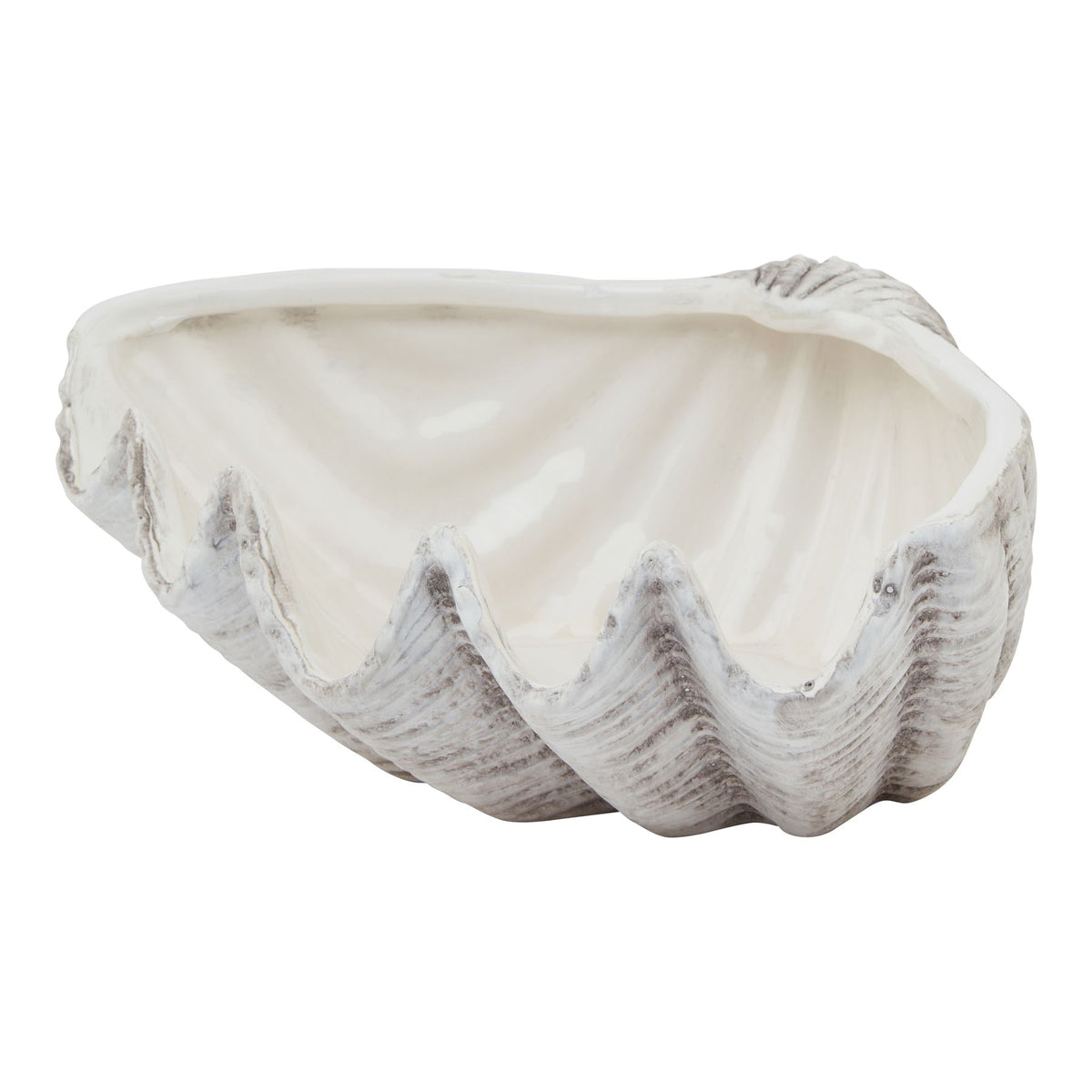 Siren Medium Ceramic Shell Bowl - White