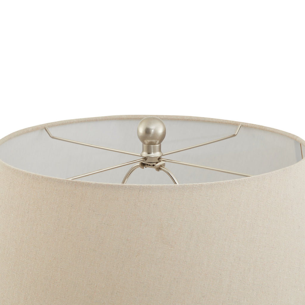 Woven Ceramic Table Lamp with Linen Shade