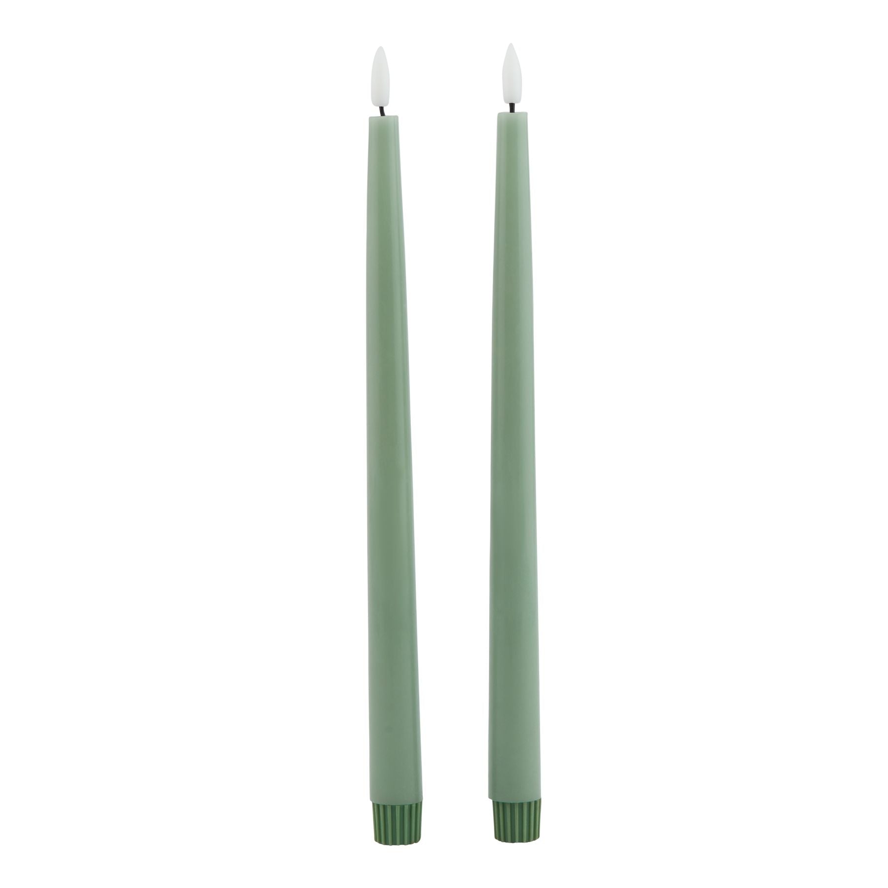 Luxe Collection S/2 Sage Led Wax Dinner Candles