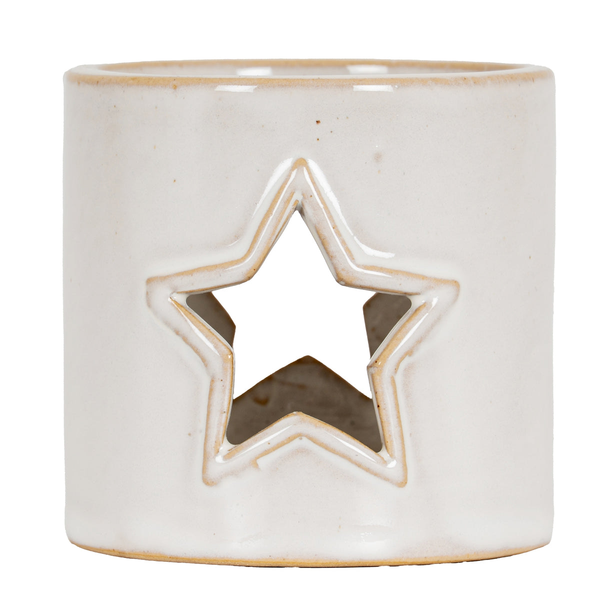 White Ceramic Star Cut-Out Wax Melt Tealight Holder - White