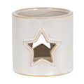 White Ceramic Star Cut-Out Square Tealight Holder