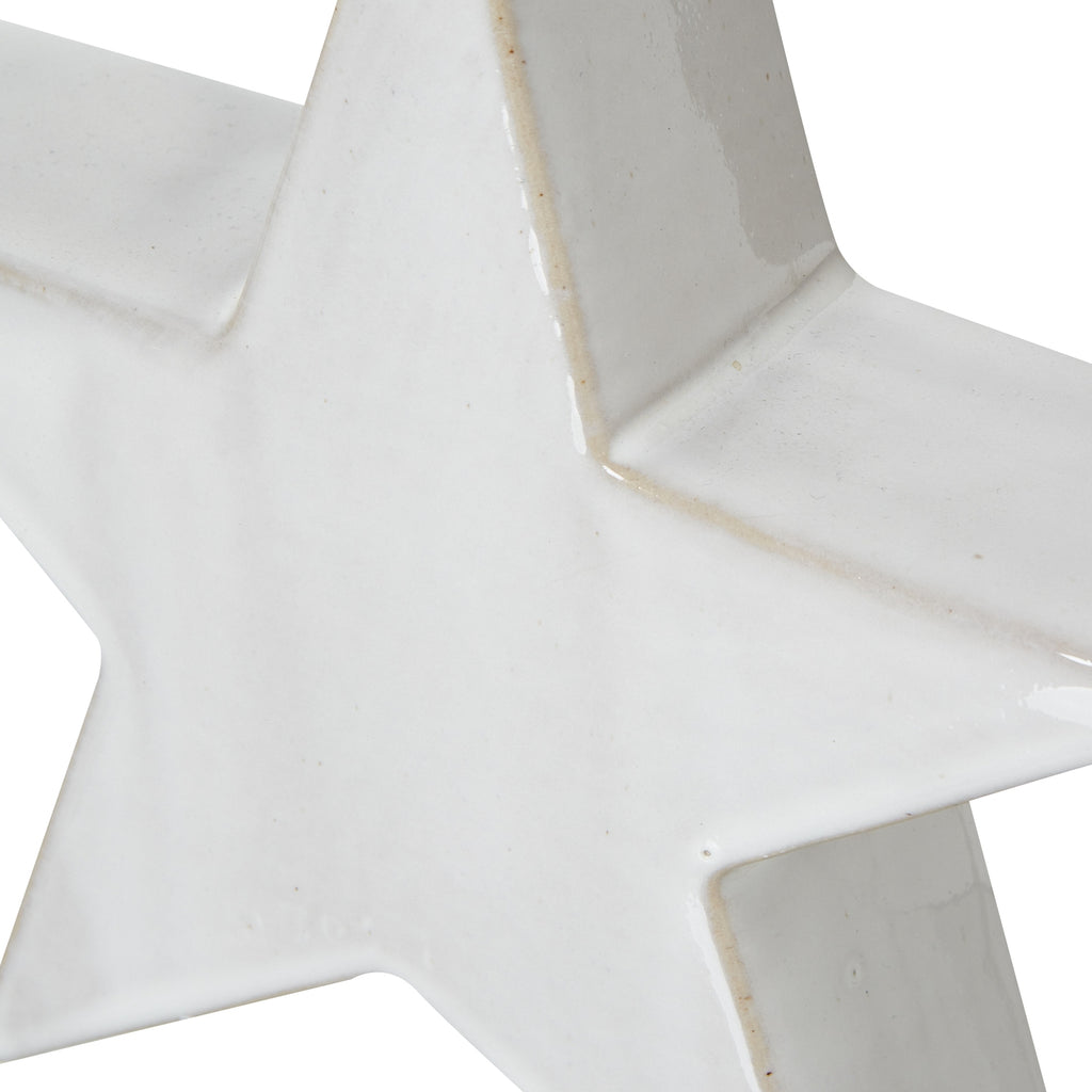 Large Ceramic Standing Star Decoration - Antique White