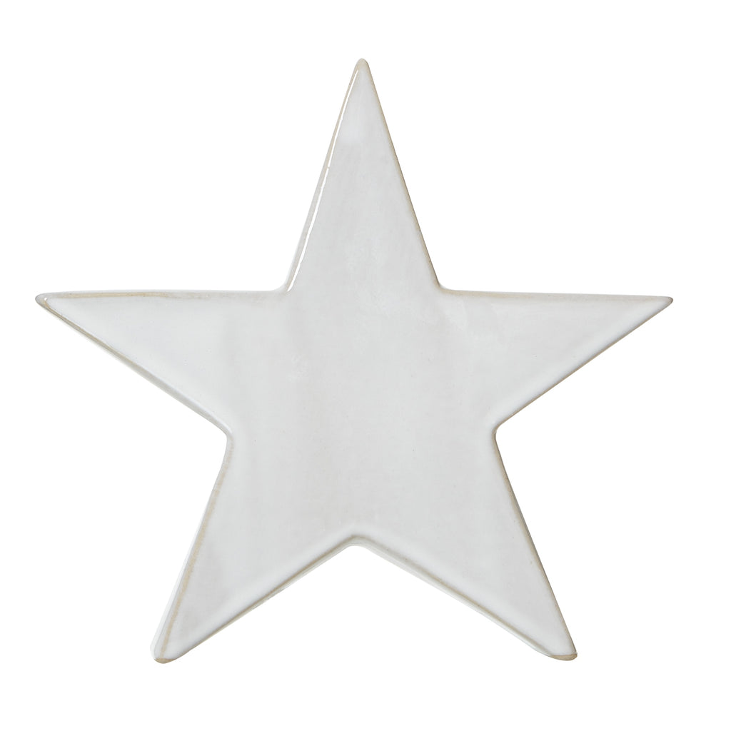 Large Ceramic Standing Star Decoration - Antique White