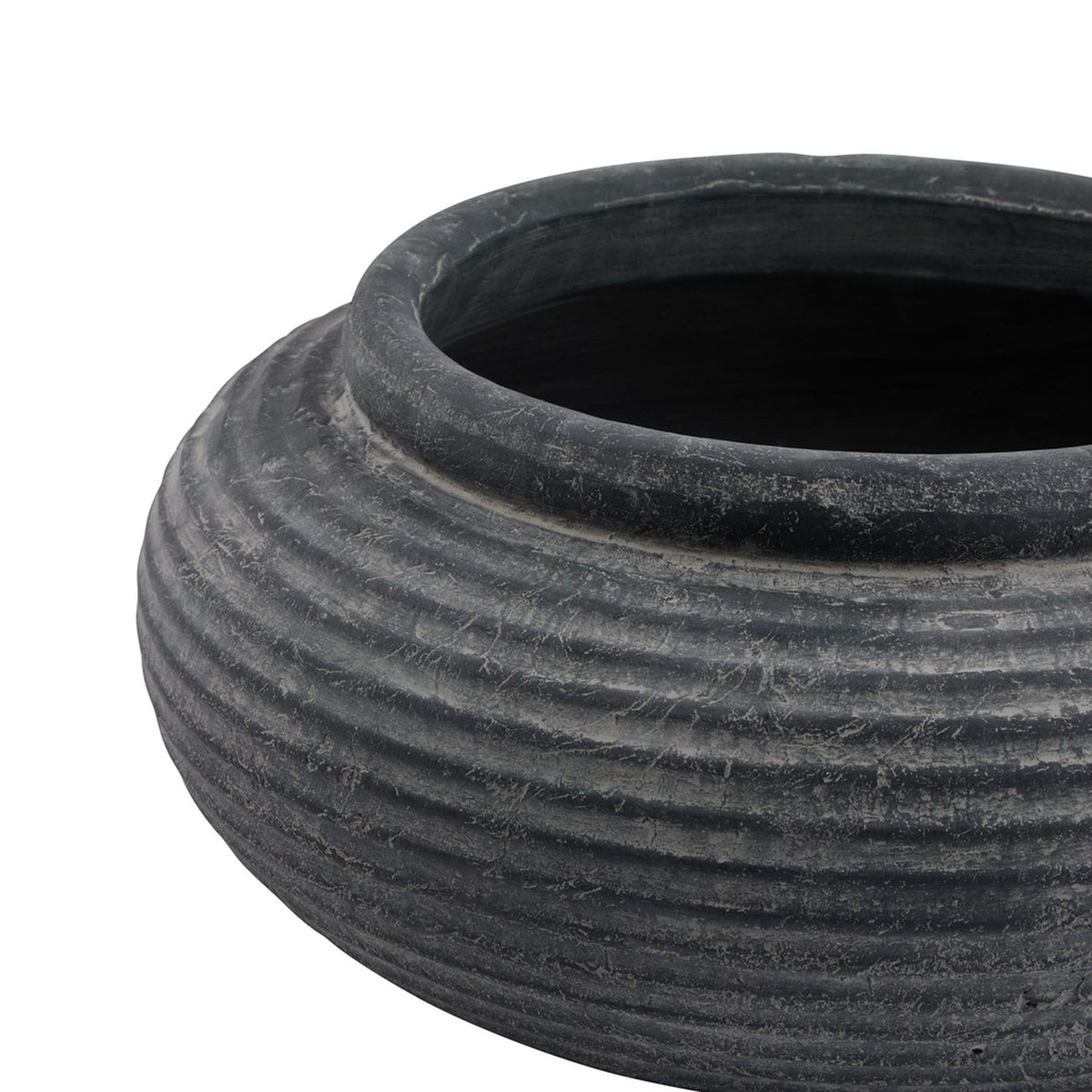 Amalfi Grey Round Ribbed Planter - Grey