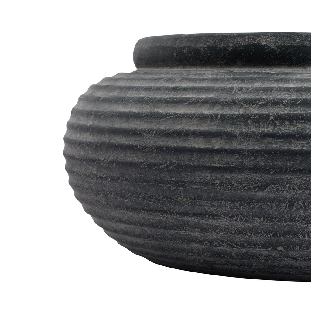 Amalfi Grey Round Ribbed Planter - Grey