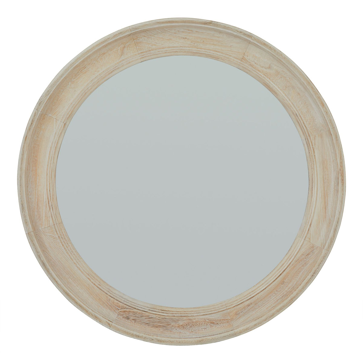 Washed Wood Framed Round Mirror