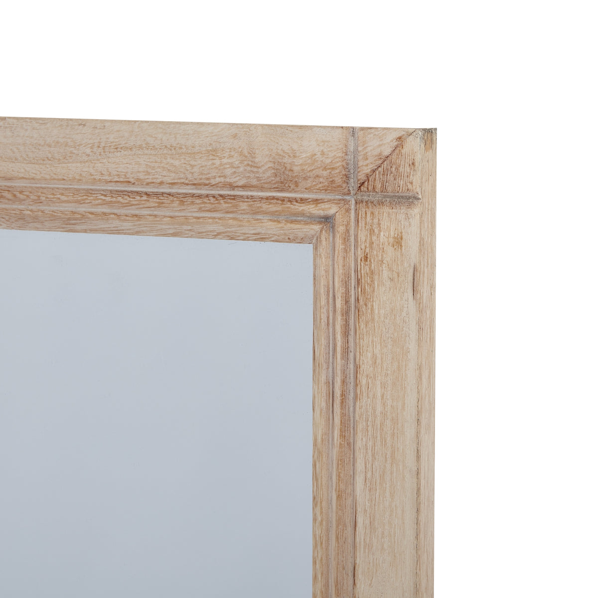 Large Washed Wood Framed Window Mirror - Brown
