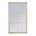 Large Washed Wood Framed Window Mirror - Brown