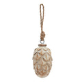 Antique White Wash Small Pine Cone Bauble - Brown