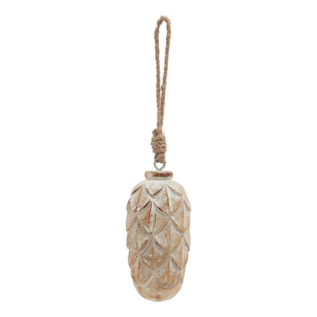Antique White Wash Large Pine Cone Bauble