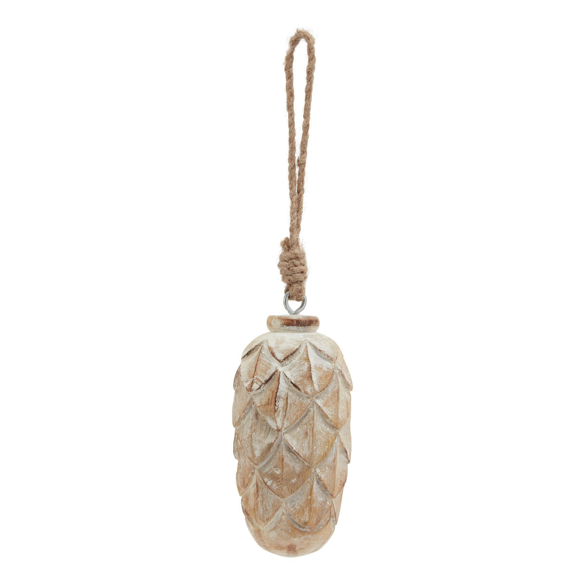 Antique White Wash Large Pine Cone Bauble