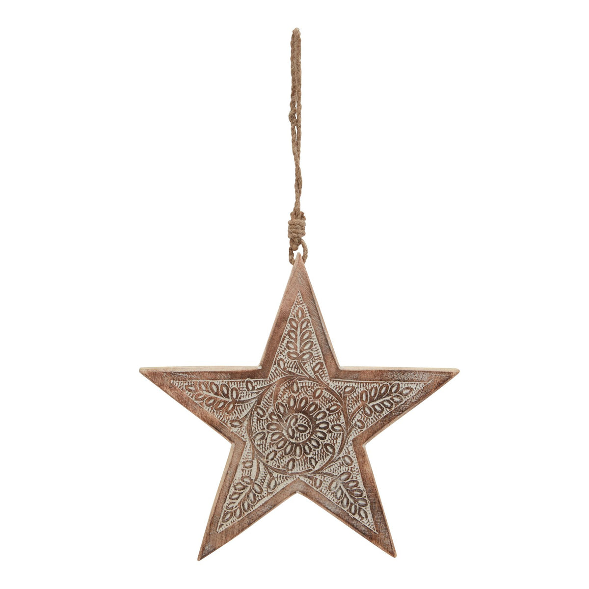 Natural Wooden Hanging Star - Brown