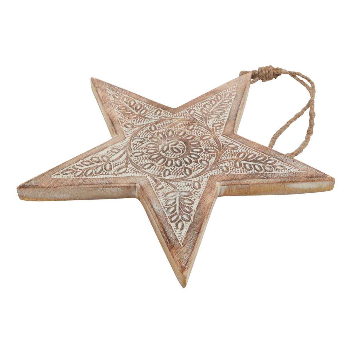 Natural Wooden Hanging Star - Brown