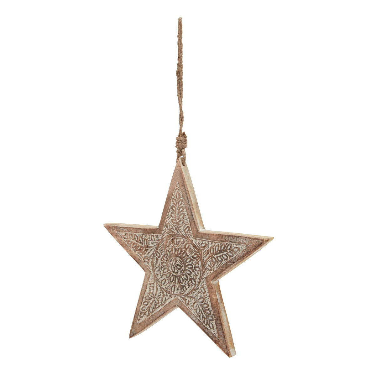 Natural Wooden Hanging Star - Brown