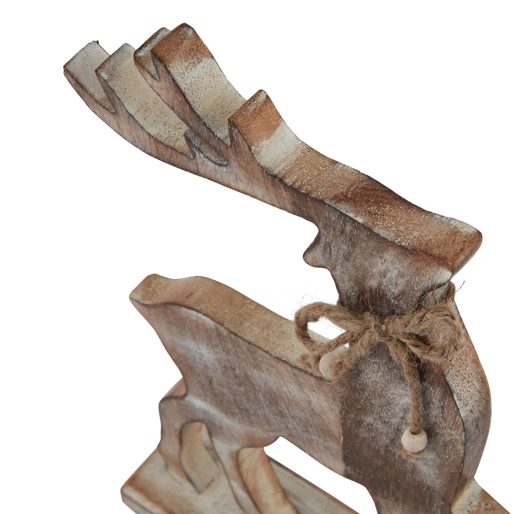White Wash Collection Wooden Reindeer Decoration - White