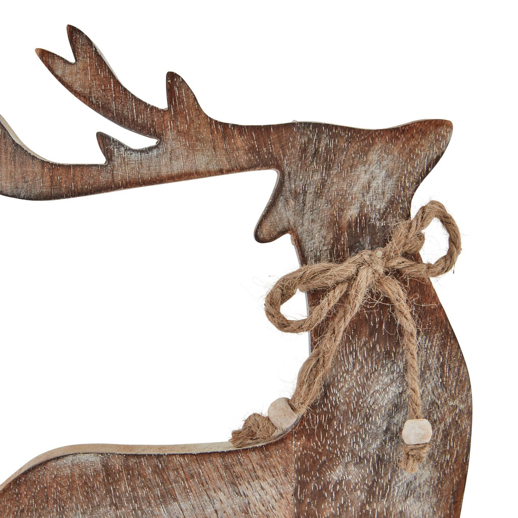 White Wash Collection Wooden Reindeer Decoration - White
