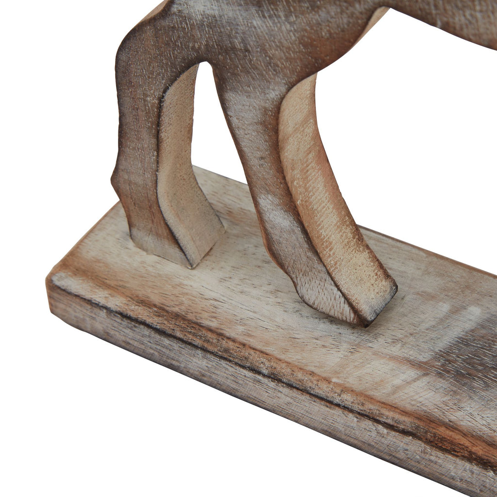 White Wash Collection Wooden Reindeer Decoration - White