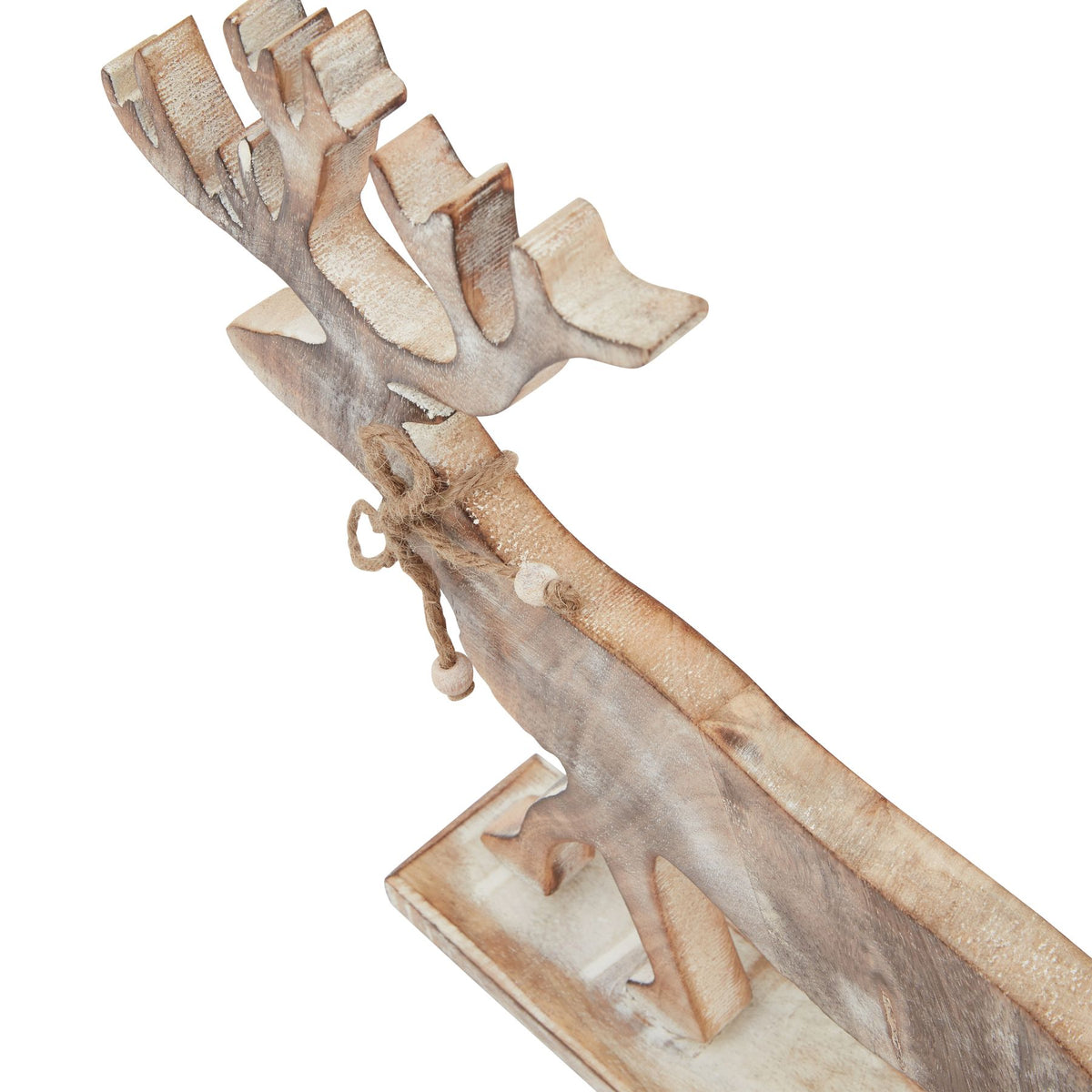 White Wash Collection Wooden Stag Decoration - White